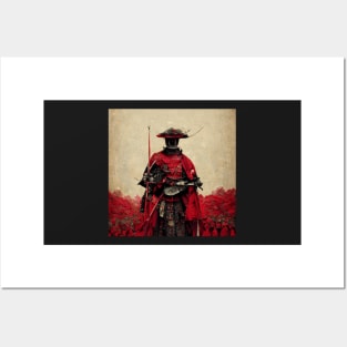 Japanese Samurai with Red Accent- best selling Posters and Art